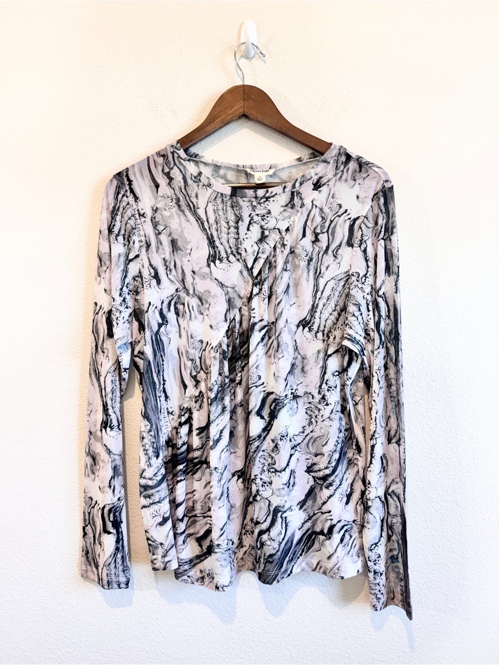 Open Edit Marble Mesh Top Abstract Art Minimalist Sheer Layer Y2K Grunge 2X G43